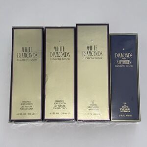 White Diamonds Body Lotion 6.8 oz, EDT 3.3 oz by Elizabeth Taylor + Sapphire EDT
